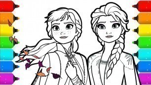 'Frozen 2 Elsa and Anna Drawing and Coloring'