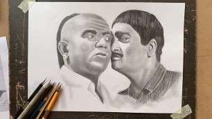 'How to make Mehmood Ali & Sunil Dutt portraits II Padosan Movie'