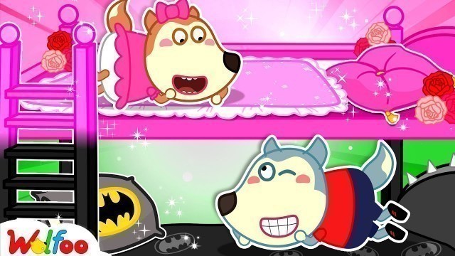 'Pink vs Black Bunk Bed - Wolfoo Makes A Secret Room Under the Bed | Wolfoo Official Channel'