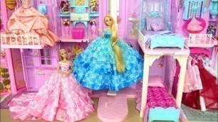 'Princess Barbie Rapunzel Pink Purple Castle All Day Routine! Morning to Night Putri Barbie Castelo'