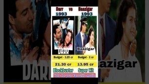 'Darr vs Baazigar movie box office collection comparison #shorts'