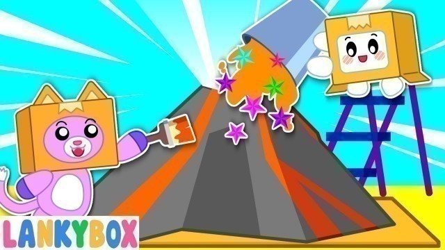 'LankyBox Makes DIY Volcano Eruptions - Cardboard Crafts for Kids | LankyBox Channel Kids Cartoon'