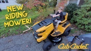 'KIDS AND LAWNMOWERS! Trying our New Cub Cadet XT1 Riding Lawn Mower! Kids lawnmower videos!'