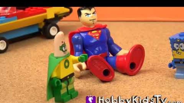 'Superman Lego + Super SpongeBob! Super Patrick Play Doh Bubbles with Imaginext HobbyKidsTV'