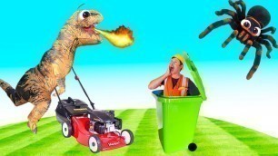 'Lawn Mower Garbage Trucks Fire Trucks Vlad Niki Toys for Kids Video | min min playtime'
