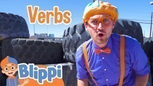 'Learning Verbs With Blippi And The Excavator Digger | Construction Vehicles For Kids'