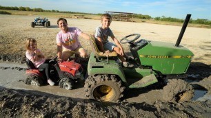 'Playing in mud with kids tractors and mud mower | Tractors for kids'