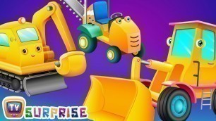 'Surprise Eggs Toys - Construction Vehicles for Kids | Bull Dozer, Road Roller & more | ChuChuTV'