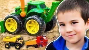 'Pretend Play with Construction Trucks for Kids | Diggers, Excavators, Dump Trucks | JackJackPlays'