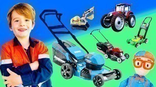 'Lawn Mowers for Kids | BLiPPi Toys | Tractor Videos | min min playtime'
