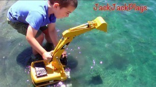 'Beach Outdoor Construction Truck Play! Bruder Dump Truck & Tonka Bulldozer | JackJackPlays'