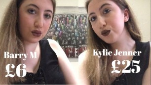 'Kylie Cosmetics lip kit vs Bary M Drugstore dupe'