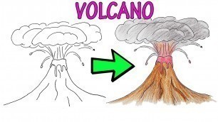 'How to Draw and Color a Volcano - VERY EASY - FOR KIDS'