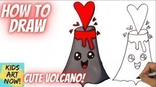 'How to Draw a Cute Volcano! - I Lava You! ❤️'