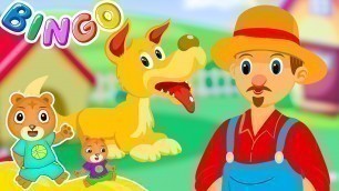 'Cute Dog and Baby play in farm with Bingo Song for Kids | Nursery Rhymes'
