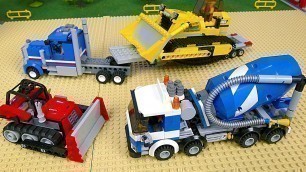 'Construction Vehicles build a Lego Police station'