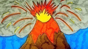 'How To Draw A Volcano | Kids Coloring Video'