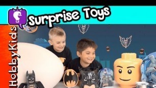 'BEST Batman Surprise PARTY! Giant Egg + Giant Lego Head Dimensions Gaming TOYS HobbyKidsTV'