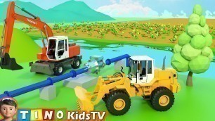 'Wheel Loader & Construction Trucks for Kids | Farm Water System Construction for Children'
