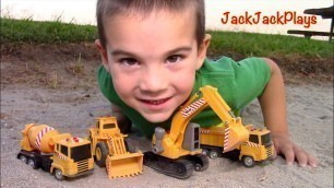 'Construction Vehicle Toy Unboxing! MB Excavator Dump Truck Toy | JackJackPlays'