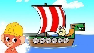 'Construction vehicles for kids! | Building a VIKING BOAT | Construction video for kids'