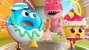 'Dino Is Coming! | Donut, Burger, Cupcake | Yummy Foods Animation | Kids Cartoon | BabyBus'