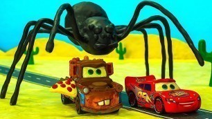 'UFO Mater Finds PIZZA & SPIDER Lightning McQueen becomes a Giant Cars Stop Motion Animation Cartoon'