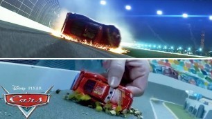 'Lightning McQueen\'s Crash Scene | SIDE BY SIDE Toy Play | Pixar Cars'
