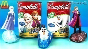'2019 McDonald\'s Disney Frozen 2 Happy Meal Toys Vs Campbell\'s Soup 2 Cans Set Elsa Anna Collection'