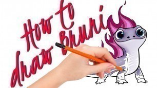 'How to draw Bruni salamander from Frozen 2 Disney movie'