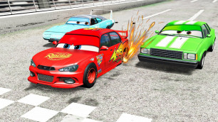 'Lightning Mcqueen Loses His Tires  / Cars Movie Remake - BeamNG.drive'