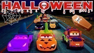 'Cars Movie Halloween Edition MEGA DRAG RACE 20 KM in a SCARY TUNDERSTORM 