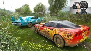 'Lightning McQueen Helps King After Crash (Cars Movie) Forza Horizon 4 | Steering wheel + Shifter'