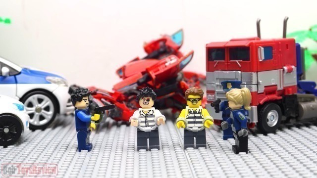 'Full Transformers Lego Adventure & Police! Optimus Prime Movie Animation Robot Truck!'