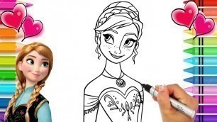 'Disney Frozen 2 Anna Coloring Page | Frozen Coloring Book | Anna and Elsa Coloring Pages'